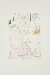 La jument de compère Pierre from Le Décameron suite, 1972 by Salvador Dali - Etching in colours on Arches paper sized 8x10 inches. Available from Whitewall Galleries
